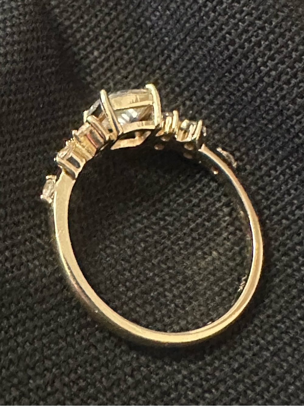 14k yellow gold Cubic Zirconia Engagement Ring - White - Picture 2 of 4